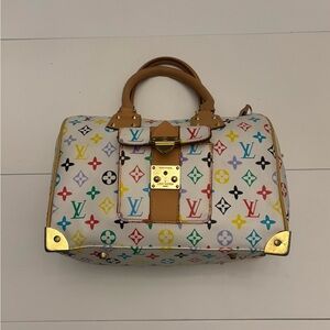 Louis Vuitton Multicolor Satchel with Gold and Tan Accents